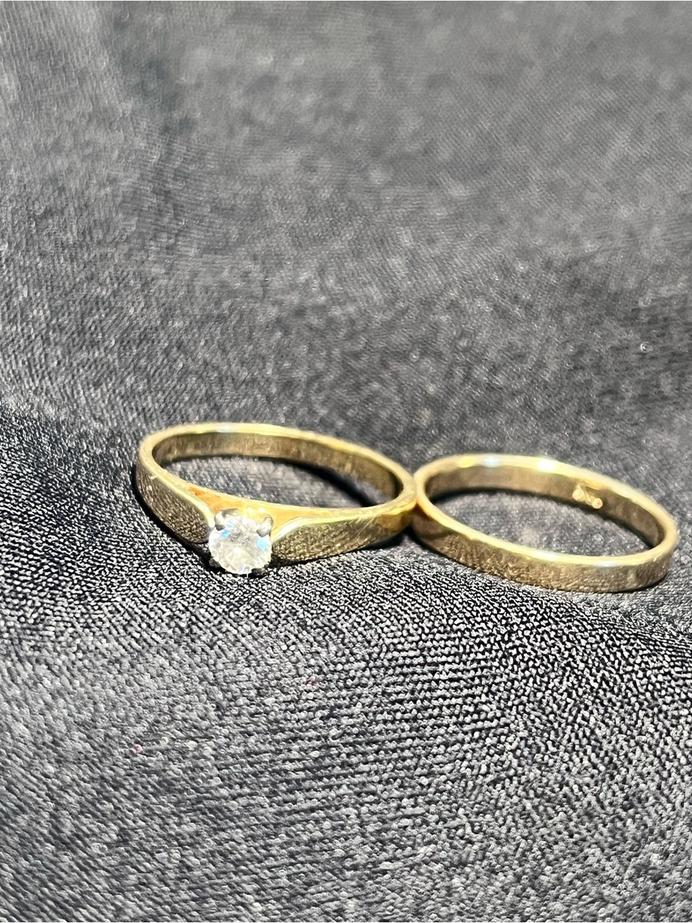 💍 14K Yellow Gold Diamond Solitaire Engagement Ring & 10K Gold Wedding Band